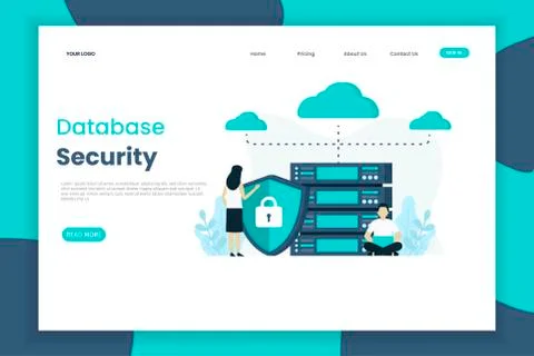 Database security landing page template Stock Illustration