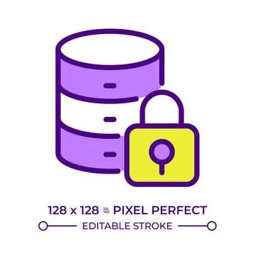 Database security line color icon Stock Illustration