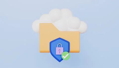 Database security, Lock with password with folder, Safe cloud storage Stock Illustration
