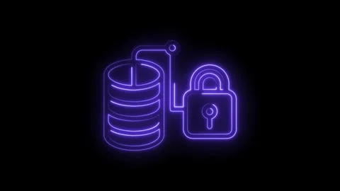 Database security with neon style connection icon for internet cyber data Stock Footage 322961490