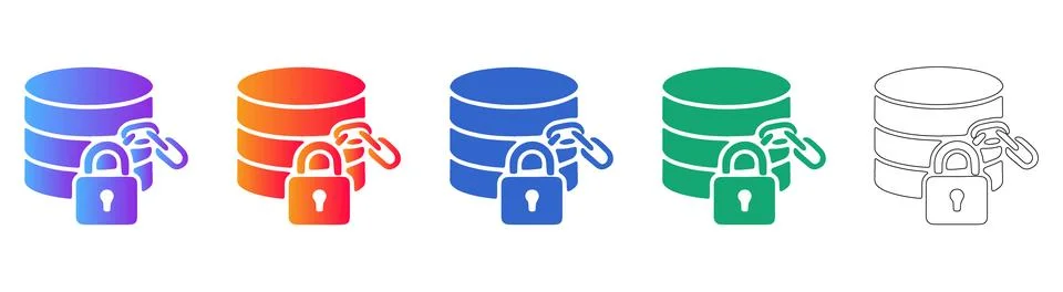 Database security padlock encryption icon Stock Illustration