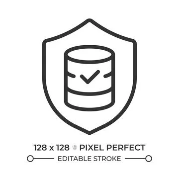 Database security pixel perfect line icon 스톡 일러스트