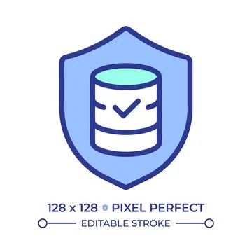 Database security pixel perfect line color icon 스톡 일러스트
