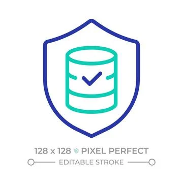Database security pixel perfect two color line icon Stock Illustration