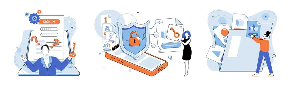 Database security. Servers act as backbone database security infrastructure Illustrazione stock
