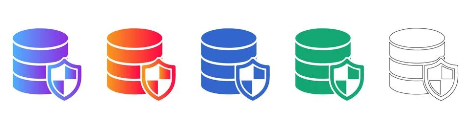 Database Security Shield Icons Illustrazione stock