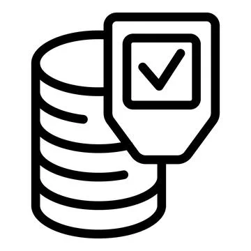 Database security shield protecting data with checkmark icon Stock Illustration
