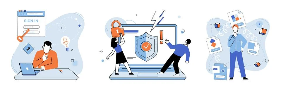 Database security. Tech professionals play crucial role in implementing Stockillustratie