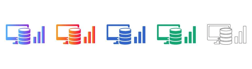 Database Server Analytics Icon Set Stockillustratie