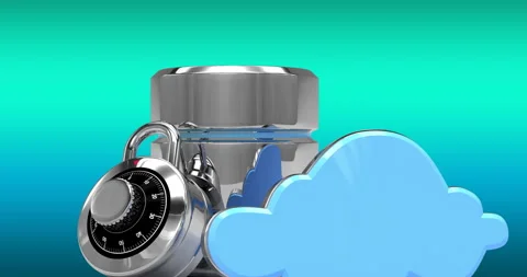 Database server and cloud icon against blue and green gradient background Stock Footage 155435633