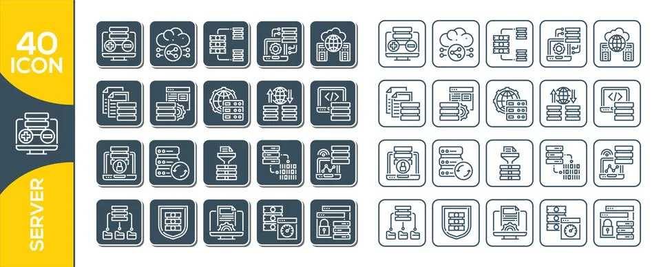 Database, Server and Cloud service line icons. Internet, server, network icon Stock Illustration