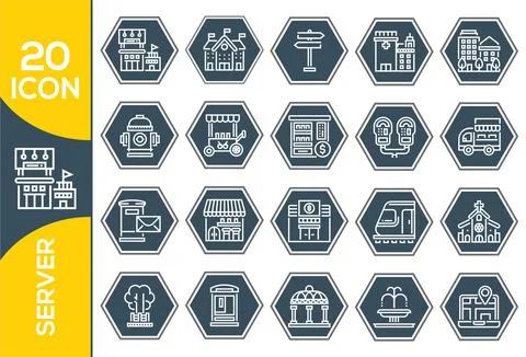 Database, Server and Cloud service line icons. Internet, server, network icon Stock Illustration