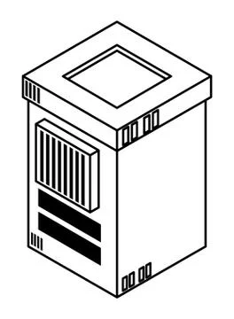Database server and computing technology in black and white Illustrazione stock