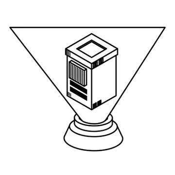 Database server and computing technology in black and white Stock Illustration