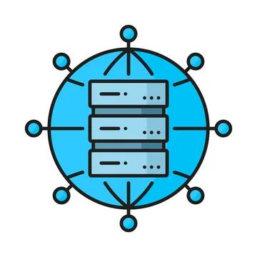 Database server and data network cloud color icon Stock Illustration