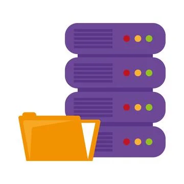 Database server and folder Stock Illustration