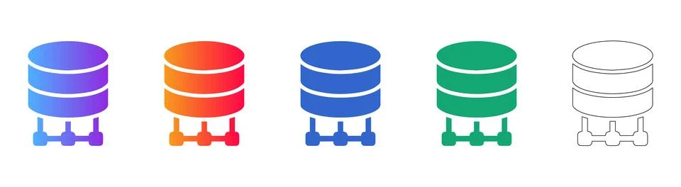 Database Server and Network Storage Icons Illustrazione stock
