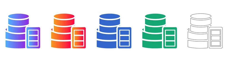 Database Server Backup Icon Set Stock Illustration