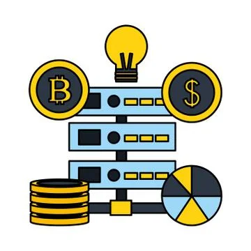 Database server bitcoin dollar fintech digital 스톡 일러스트