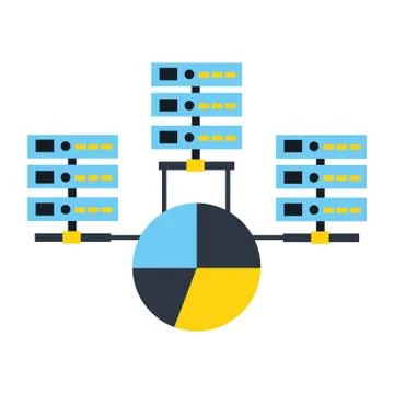 Database server center connection pie chart report Stock Illustration