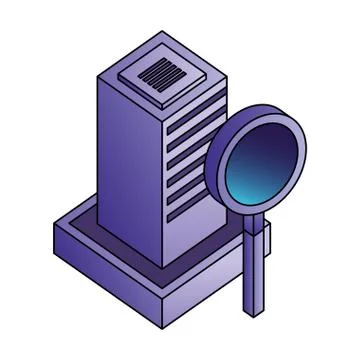 Database server center magnifying glass network イラスト素材