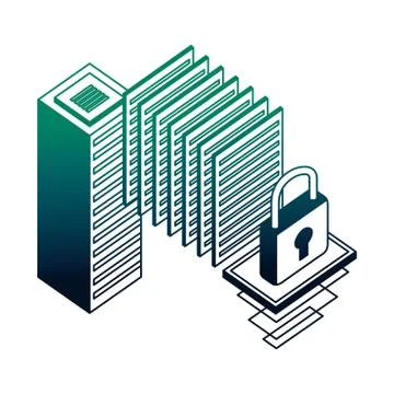 Database server center security data network Stock Illustration