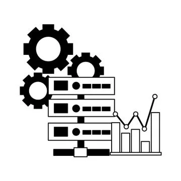 Database server chart and gears Illustrazione stock