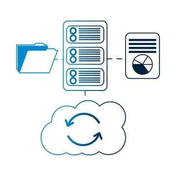 Database server cloud computing file information connection Illustrazione stock