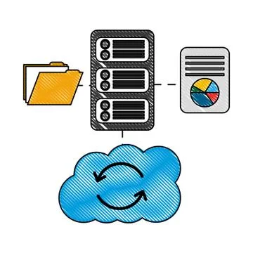 Database server cloud computing file information connection イラスト素材