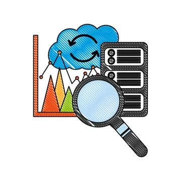 Database server cloud computing reload chart search 스톡 일러스트