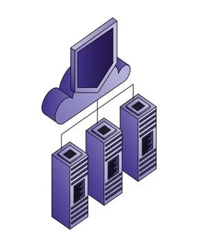 Database server cloud computing storage protection connection Stock Illustration