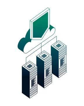 Database server cloud computing storage protection connection Illustrazione stock