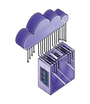 Database server cloud connection circuit technology digital Illustrazione stock