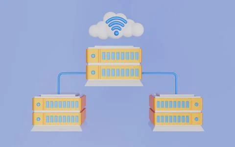 Database server for cloud, network, computing, database, server and connection Stock Illustration