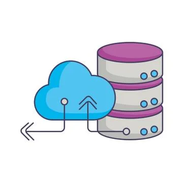 Database server cloud storage download and upload Illustrazione stock