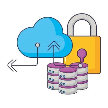 Database server cloud storage security information Stock Illustration
