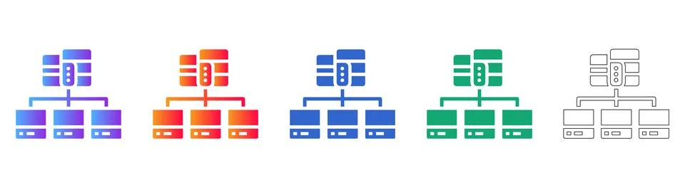 Database Server Cluster Architecture Icons Stock Illustration