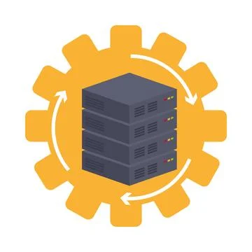 Database server on cog wheels イラスト素材