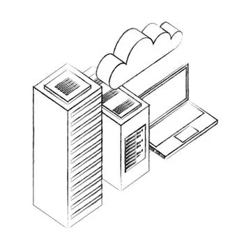 Database server computer cpu laptop cloud storage 스톡 일러스트