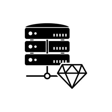 Database Server Connection to Diamond Value Icon Stock Illustration