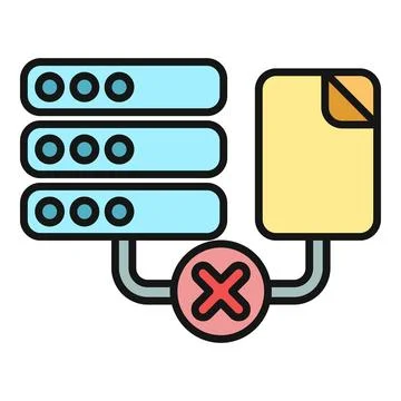 Database server connection error deleting data icon Stock Illustration