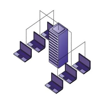 Database server connection transfer data laptops network イラスト素材