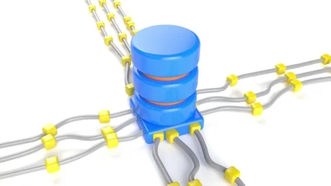 Database server data cloud cyber store on white bg able to loop endless Stock Footage 318081480