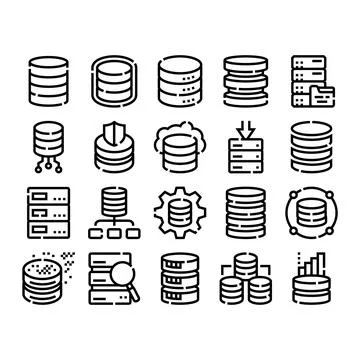 Database server data storage cloud network technology icons 스톡 일러스트
