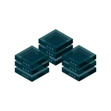 Database server device technology isometric isolated icon Stock Illustration