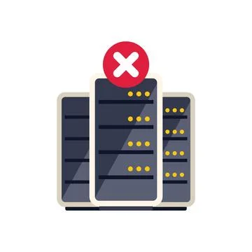 Database server down with red cross mark showing error Stock Illustration