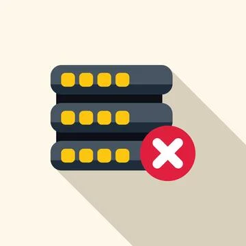 Database server down showing error with red cross mark Stock Illustration