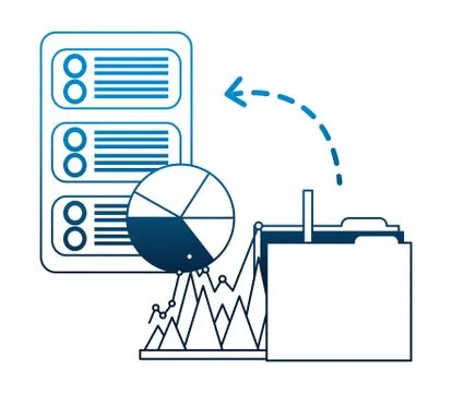 Database server folder file report pie chart storage data 스톡 일러스트