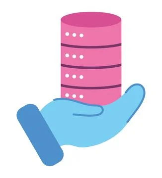 Database server on hand Illustrazione stock