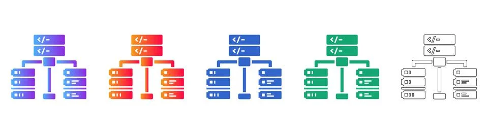 Database Server Hierarchy Icon Set イラスト素材